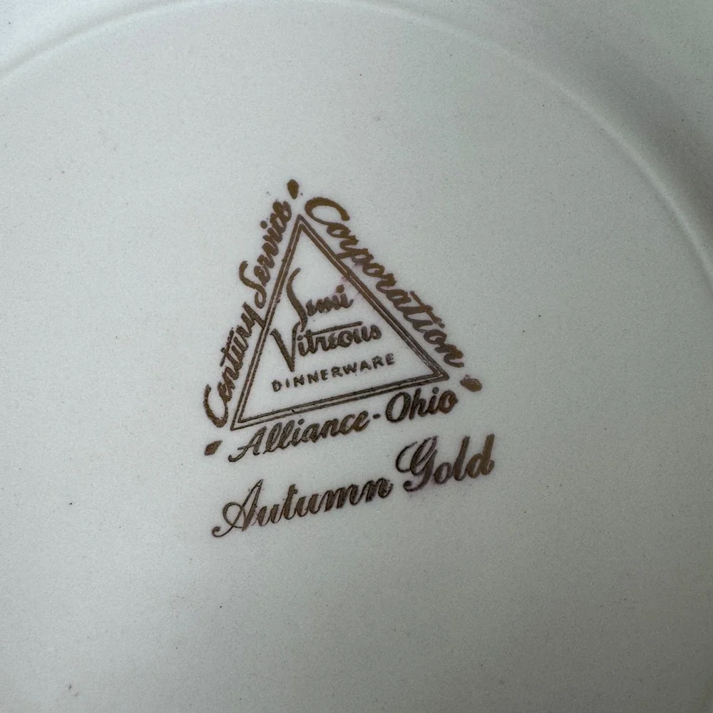 Century Service Corp Autumn Gold Wheat Salad Plate‎ Yellow Gold Trim Vintage